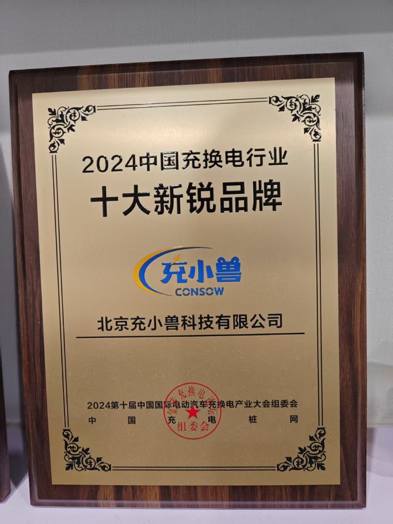 2024中国充换电行业十大新锐品牌奖牌
